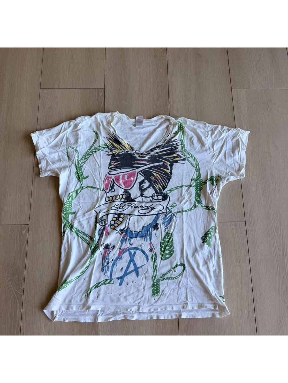 Ed Hardy Women's White and Multi Tshirt